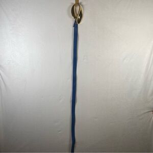 Alexis Kirk NY Paris London Blue Pebble Leather Belt W/Gold Abstract Buckle